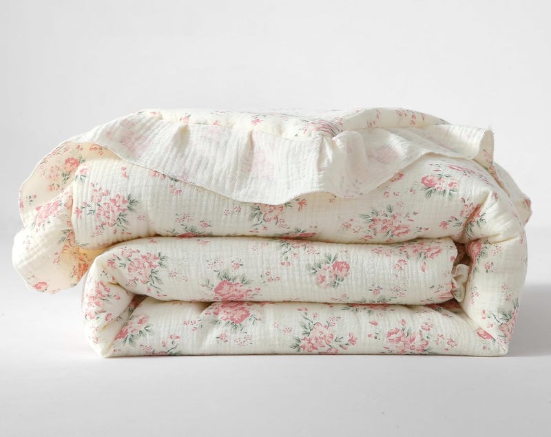 CLoucl 100% Cotton Muslin Crib Comforter/Quilt,Ultra Soft Cozy Reversible Baby Blanket,All Season Toddler Blankets for Boys and Girls, Machine Washable,41"x48" - Image 1